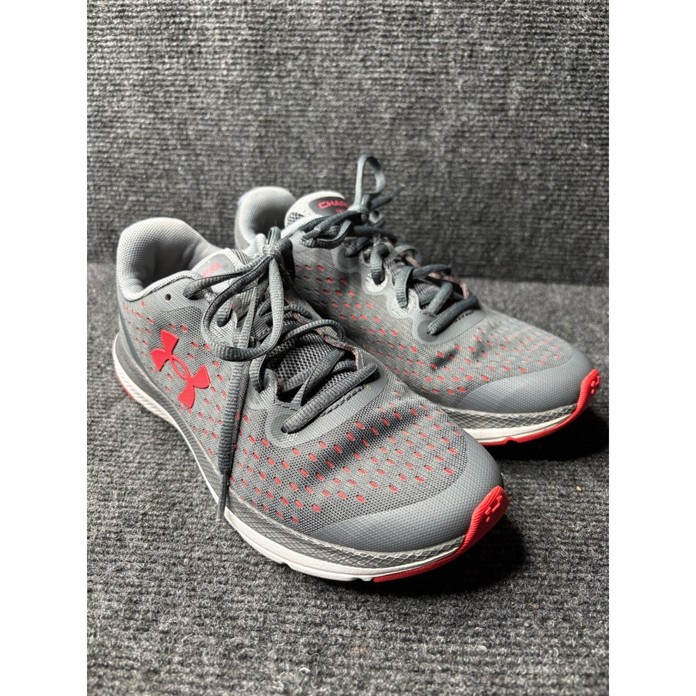 Under Armour Charged Impulse Youth Running Shoes Grey Red 3022940-101 Size 4Y